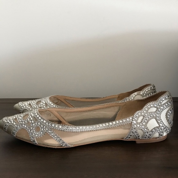Badgley Mischka Gigi Crystal Pointy Toe Flat